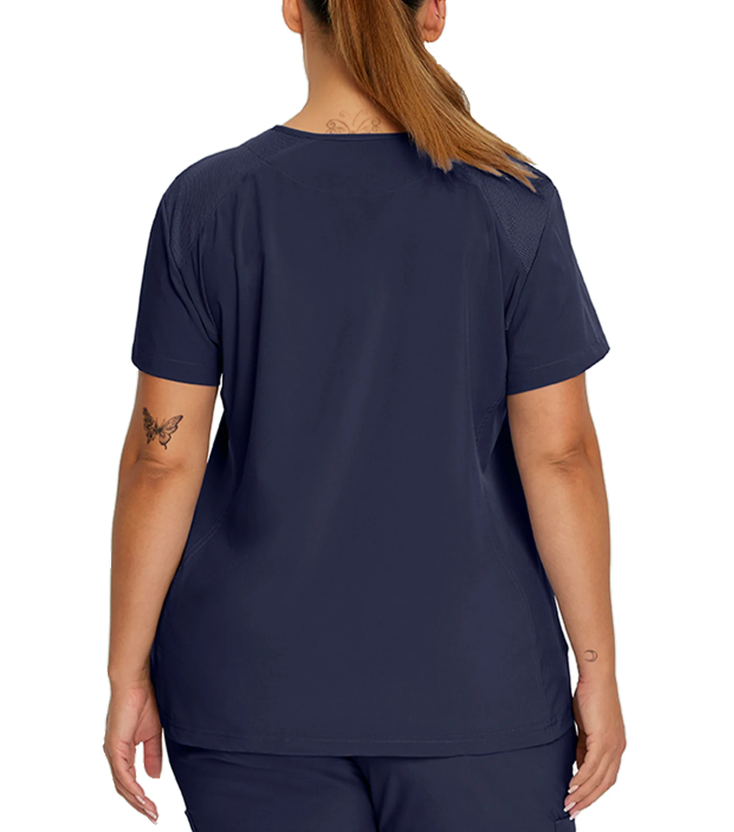 Haut d'uniforme faux cache-coeur à 3 poches 748 Marine – Whitecros - Image 2