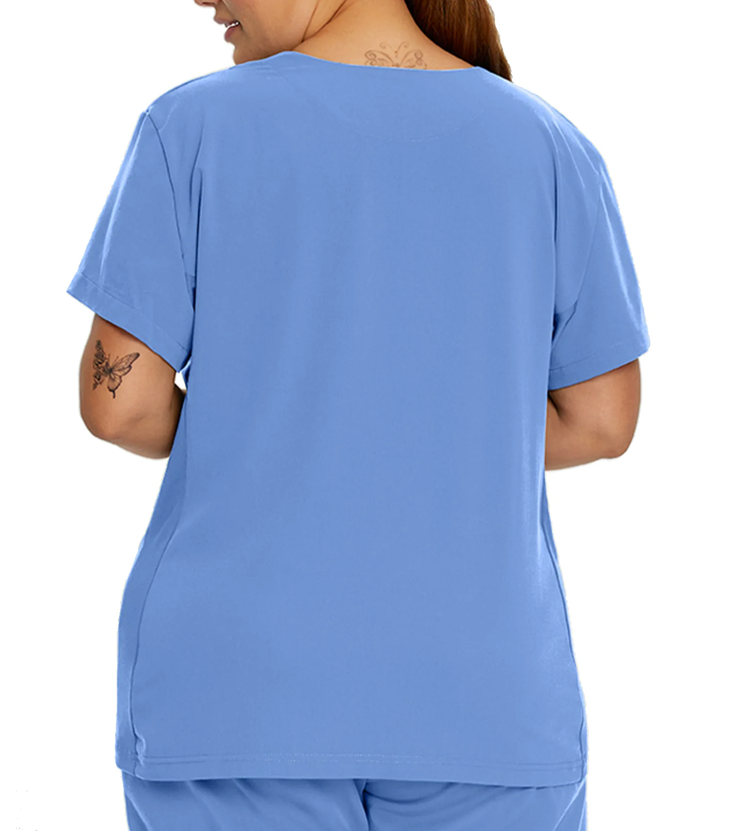 Haut d'uniforme faux cache-coeur à 3 poches 777  Bleu Ciel– Whitecross - Image 2